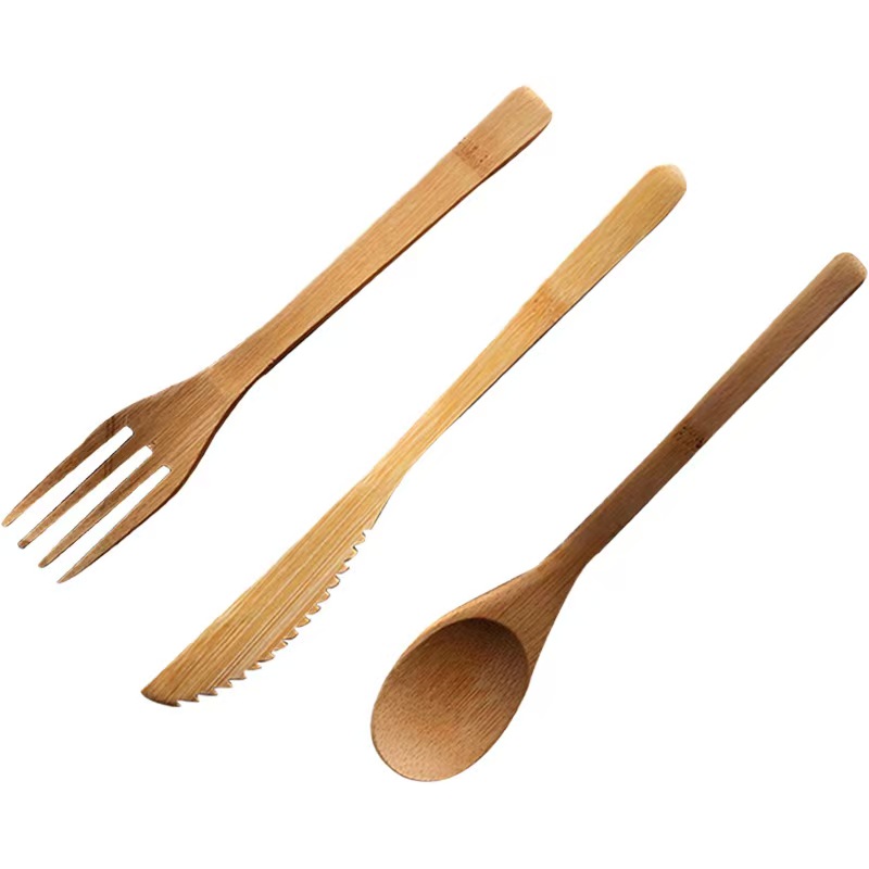 disposable bamboo cutlery set, knife fork spoon 8inch, biodegradable,compostable, catering & takeout use disposable bamboo cutlery set, knife fork spoon 8inch, biodegradable,compostable, catering & takeout use